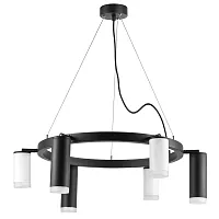 Люстра подвесная Рулло (Rullo) LR0168733630 Lightstar белая чёрная на 6 ламп, основание чёрное в стиле хай-тек Люстра подвесная Рулло (Rullo) LR0168733630 Lightstar белая чёрная на 6 ламп, основание чёрное в стиле хай-тек